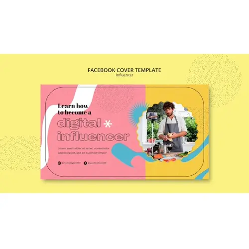 Flat design influencer facebook cover template