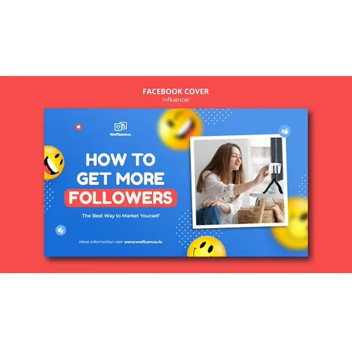 Flat design influencer facebook cover template