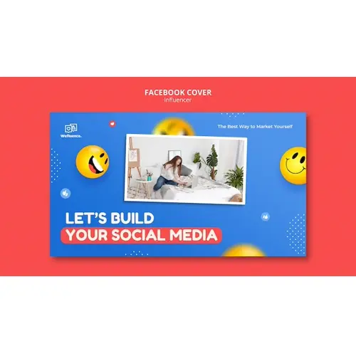 Flat design influencer facebook cover template