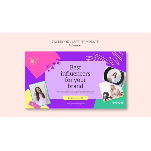 Flat design influencer job facebook cover template