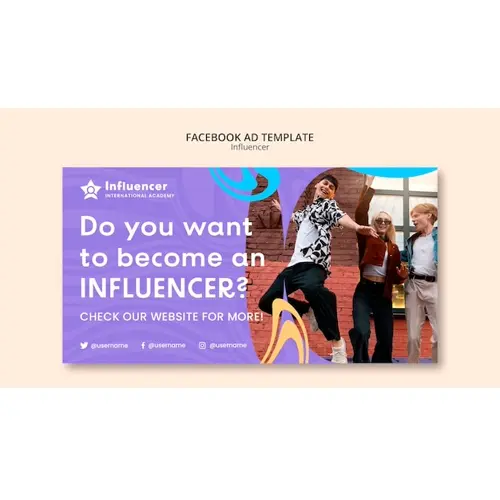 Flat design influencer job facebook template
