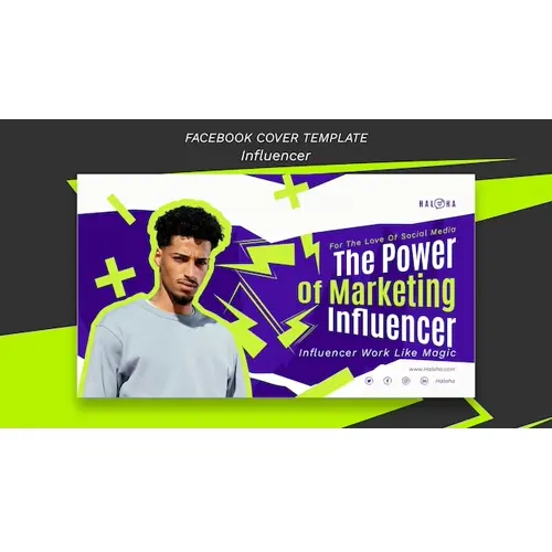 Flat design influencer strategy facebook cover