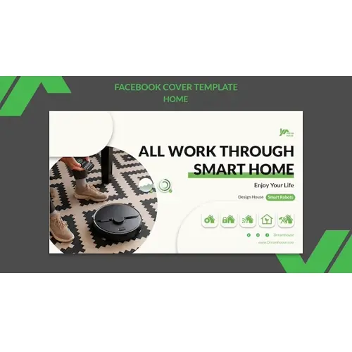 Flat design interior design facebook cover template