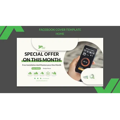 Flat design interior design facebook cover template
