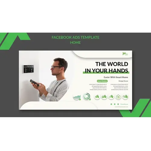 Flat design interior design facebook template