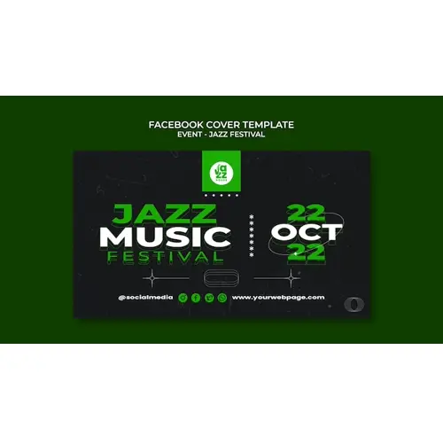 Flat design jazz facebook cover template