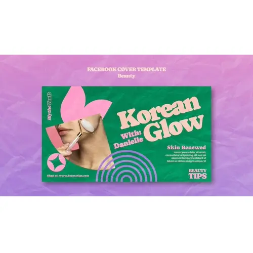 Flat design korean beauty facebook cover