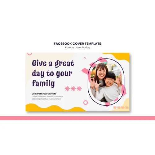 Flat design korean parents day facebook cover