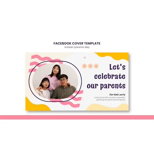 Flat design korean parents day facebook cover