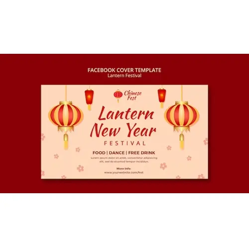 Flat design lantern festival facebook cover