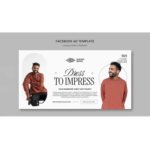 Flat design luxury men’s fashion facebook template