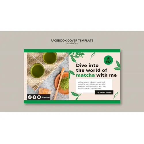 Flat design matcha tea facebook cover