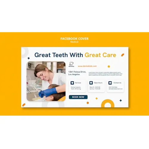 Flat design medical care facebook cover template