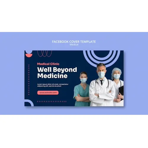 Flat design medical care facebook cover template