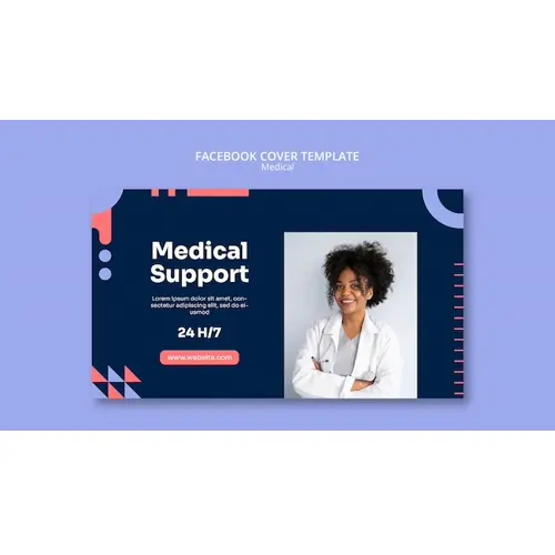 Flat design medical care facebook cover template