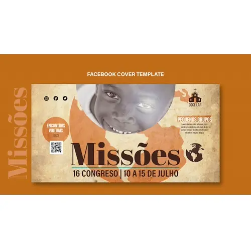 Flat design missoes facebook cover template
