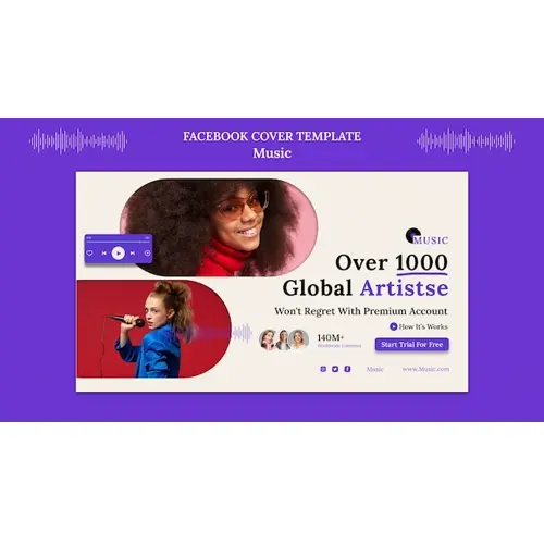 Flat design music app facebook cover