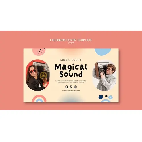 Flat design music event facebook cover template