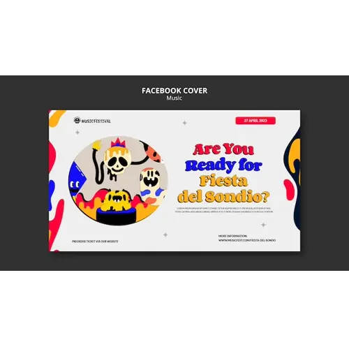 Flat design music show facebook cover template