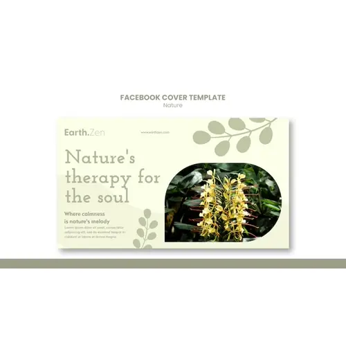 Flat design nature concept facebook cover template