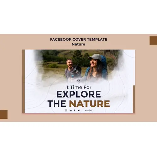 Flat design nature retreat facebook cover template