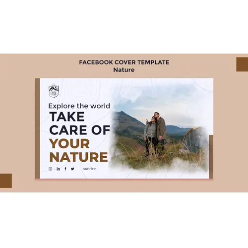 Flat design nature retreat facebook cover template