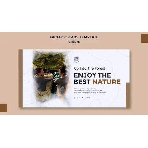 Flat design nature retreat facebook template