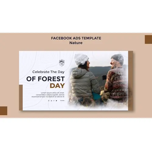 Flat design nature retreat facebook template