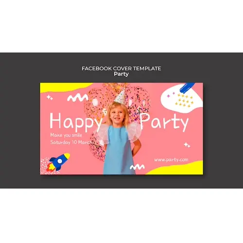 Flat design party facebook cover template