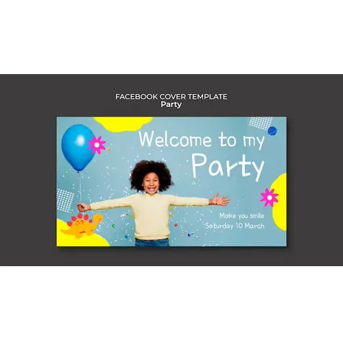 Flat design party facebook cover template