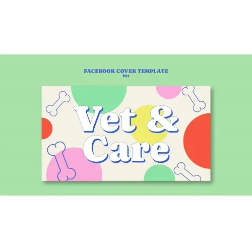 Flat design pet care facebook cover