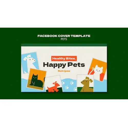 Flat design pets food facebook cover