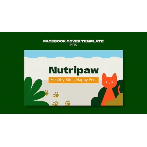 Flat design pets food facebook cover