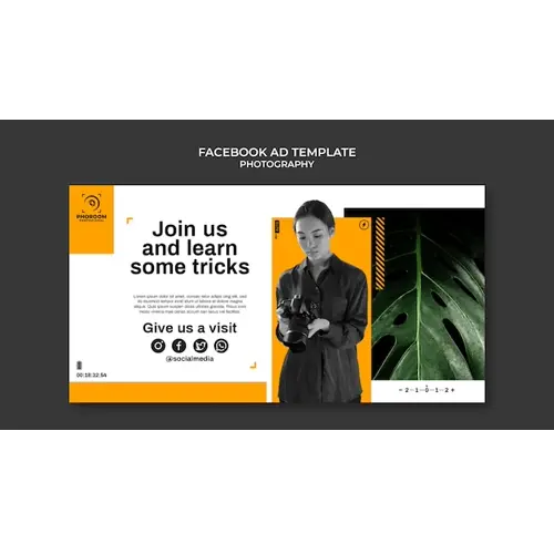 Flat design photography facebook ad template