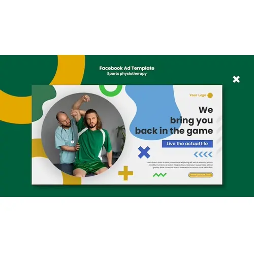 Flat design physiotherapy facebook template