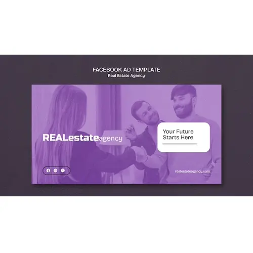 Flat design real estate facebook template