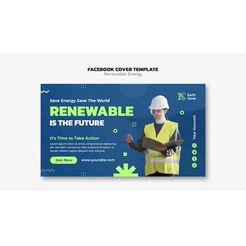 Flat design renewable energy facebook cover