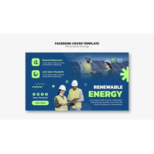 Flat design renewable energy facebook cover