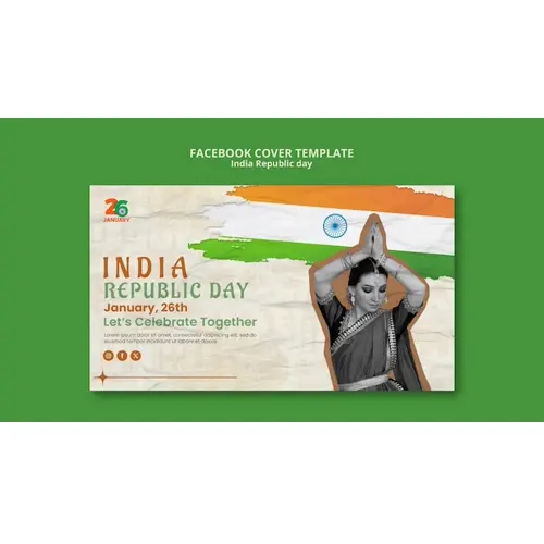 Flat design republic day celebration facebook cover