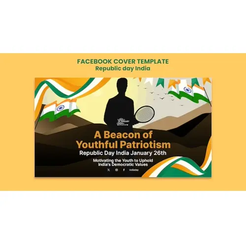 Flat design republic day facebook cover template