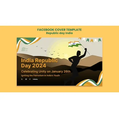 Flat design republic day facebook cover template