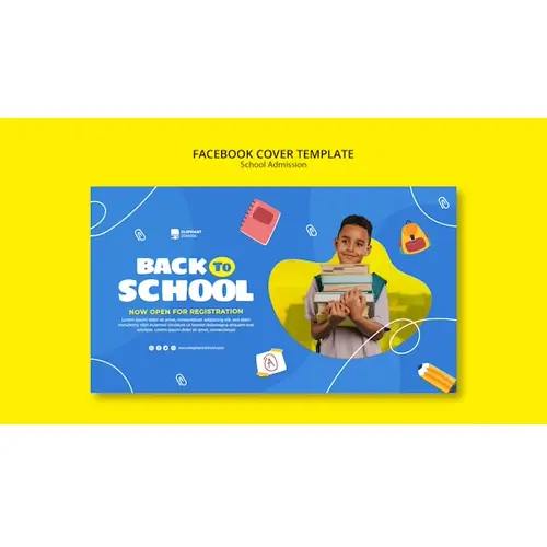 Flat design school admission facebook cover