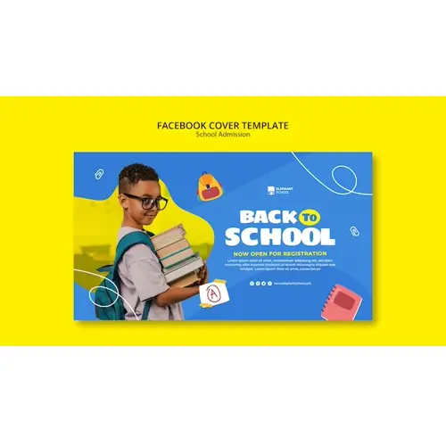 Flat design school admission facebook cover