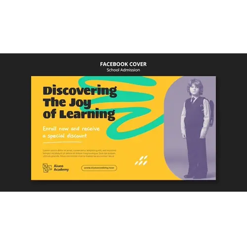 Flat design school admission facebook cover