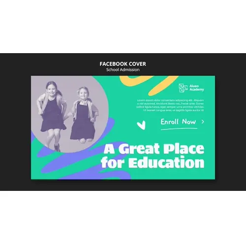 Flat design school admission facebook cover