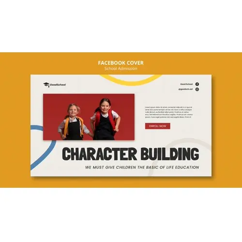 Flat design school admission facebook cover