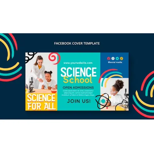 Flat design science research facebook cover