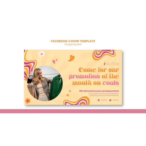Flat design shopping mall facebook cover template