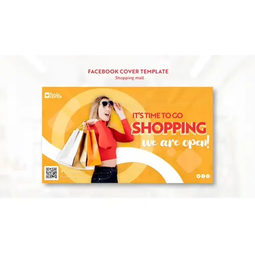 Flat design shopping mall facebook cover