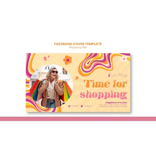 Flat design shopping mall facebook cover